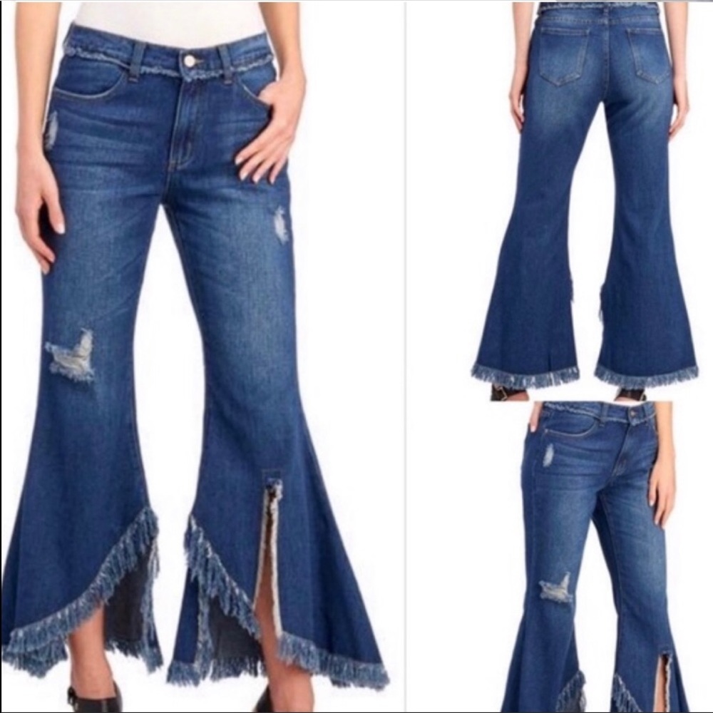 Flared distressed jeans